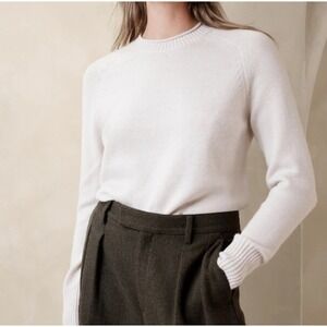 Banana Republic Factory Essential Pullover Sweater Minimalist Cream XL NWT